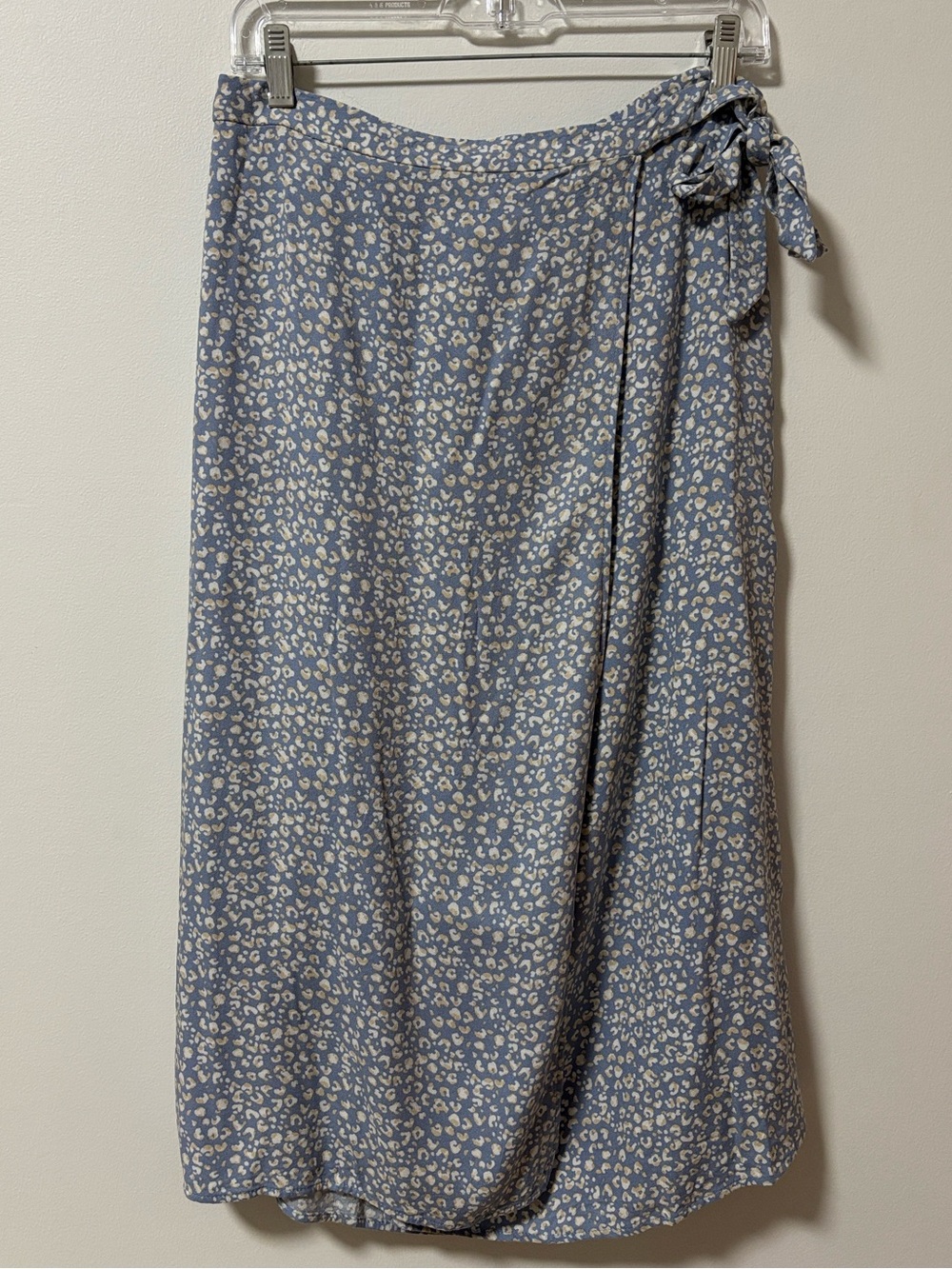 Urban Romantics (L) Tie Waist Cottagecore Wrap Skirt Boho Patterned Blue Midi - Picture 13 of 14